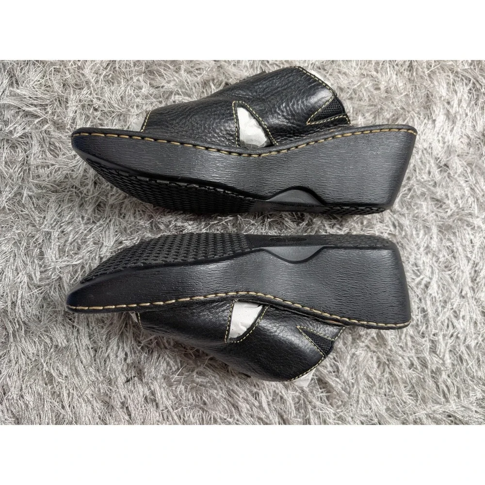 Canyon River Blues Mens Black Leather Slide Sandals Size 10 Slip On Casual Shoes